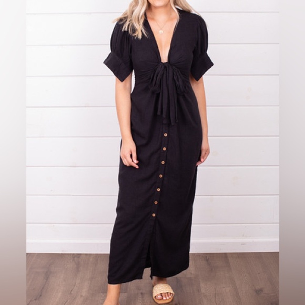 Free People BLACK Button-Down Dress